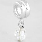 SILVER DANGLING APRIL BIRTHSTONE CZ EUROPEAN BEAD
