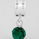 SILVER DANGLING MAY BIRTHSTONE CZ EUROPEAN BEAD