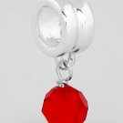 SILVER DANGLING JULY BIRTHSTONE CZ EUROPEAN BEAD