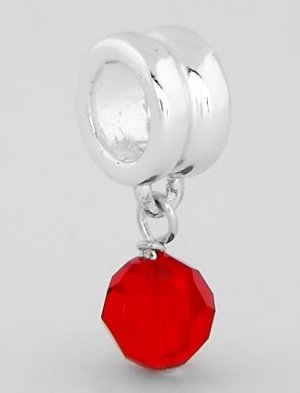 SILVER DANGLING JULY BIRTHSTONE CZ EUROPEAN BEAD