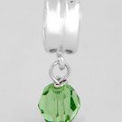 SILVER DANGLING AUGUST BIRTHSTONE CZ EUROPEAN BEAD