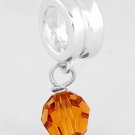 SILVER DANGLING NOVEMBER BIRTHSTONE CZ EUROPEAN BEAD
