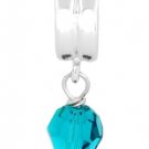 SILVER DANGLING DECEMBER BIRTHSTONE CZ EUROPEAN BEAD