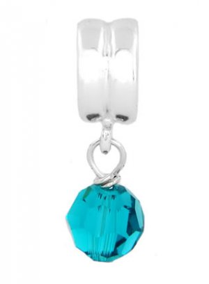 SILVER DANGLING DECEMBER BIRTHSTONE CZ EUROPEAN BEAD