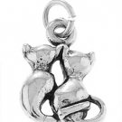 STERLING SILVER TWO CATS WITH INTERTWINE TAILS CHARM