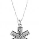 STERLING SILVER MEDICAL PARAMEDIC CROSS CHARM WITH 16" BOX CHAIN