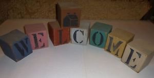 WELCOME WOODEN DECORATIVE BLOCKS