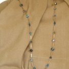 Vintage 54" Gold/ sapphire CZ Aurora Borealis necklace