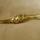VTG Gold tone Bar Pin Brooch conch shell rope twist 80s
