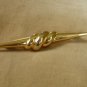 VTG Gold tone Bar Pin Brooch conch shell rope twist 80s