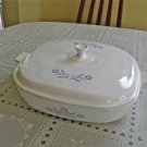 Vintage RARE Corning  skillet  w/ white cornflower lid