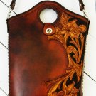 Handcarved Leather Tote Bag with Shoulder strap