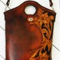 Handcarved Leather Tote Bag with Shoulder strap