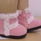 PINK FUR TRIMMED SUEDE BOOTS FIT BITTY BABY  DOLLS