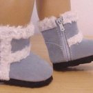 LIGHT BLUE FUR TRIMMED SUEDE BOOTS FIT BITTY BABY DOLLS
