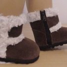 BROWN FUR TRIMMED SUEDE BOOTS FIT BITTY BABY DOLLS