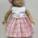 PINK PLAID  DRESS & HAT FITS AMERICAN GIRL DOLLS