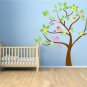 Kids tree vinyl wall decal with birds and garden daisy flowers and butterfly