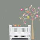 Kids tree vinyl wall decal with birds owls flowers and pattern leaves so sweet for any nursery