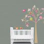 Kids tree vinyl wall decal with birds owls flowers and pattern leaves so sweet for any nursery