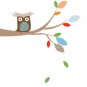 Kids tree branch with falling leaves vinyl wall decal with birds owls and pattern leaves