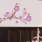 Kids tree branch vinyl wall decal in lilac purple coordinates with BananaFish Migi Blossom bedding