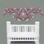 Nursery pink leaves vine tree branch with flower vinyl wall art decal