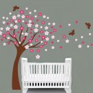 pink flower tree with flowers and butterflies vinyl wall decal so sweet for a nursery