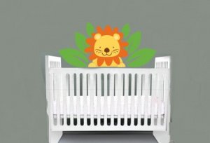 childrens removable vinyl wall decal Lion in leaves great for any nursery kids room or playroom