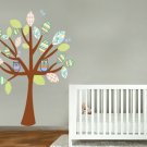 Kids patchwork love tree vinyl wall decal with owls and butterflies big pattern leaves