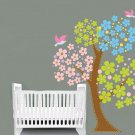 ON SALE Kids flower Blossom tree with birds and polka dots vinyl wall decal