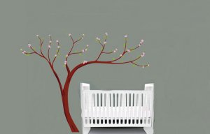 Kids Cherry Blossom tree vinyl wall decal 108"x84"