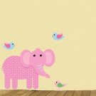 childrens removable vinyl wall decal Elephant with Birds great for any nursery kids room or playroom