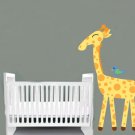 childrens removable vinyl wall decal Giraffe with Bird great for any nursery kids room or playroom