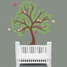 Kids childrens tree vinyl wall decal with 10 penelope birds and leaves