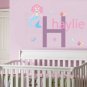 Kids initial monogram name with mermaid fish starfish and bubbles vinyl wall decal