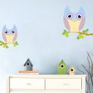 Kids tree branch vinyl wall decal with set of 2 branches and 2 owls