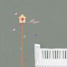 kids vinyl wall decal birdhouse growth Chart with birds and grass great for nursery or kids room