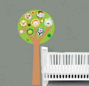 Kids round circle tree vinyl wall decal bunny Elephant with Carter's Forest Friends