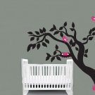 Kids leaning tree vinyl wall decal with bird nest great for any nursery or childs room