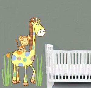 Kids Vinyl Wall Decal Cute Giraffe And Monkey With Cocalo Jacana Kids Vinyl Wall Decal Cute Giraffe And Monkey With Cocalo Jacana Nursery Bedding