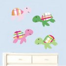 Set of 4 plaid sea turtles vinyl wall decal great for any nursery kids room