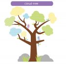Kids cloud tree vinyl wall decal with 2 birds grass Super cute