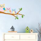 Kids tree branch vinyl wall decal with 3 owls