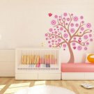 Kids tree vinyl wall decal with 10 penelope birds and JULIANNE flowers
