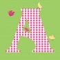 Kids initial monogram vinyl wall decal with 4 penelope birds