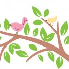 ON SALE Kids tree branch vinyl wall decal with 4 penelope birds and leaves