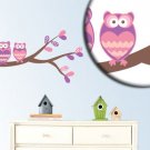 Kids tree branch with 2 owls vinyl wall decal