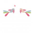 Kids vinyl wall decal Set of 2 flying birds with hearts