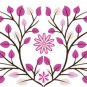 Nursery pink leaves vine tree branch with flower vinyl wall art decal